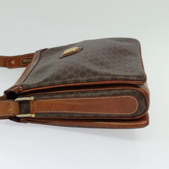 CELINE Macadam Canvas Shoulder Bag Pvc Leather Brown Gold - Picture 4 of 12